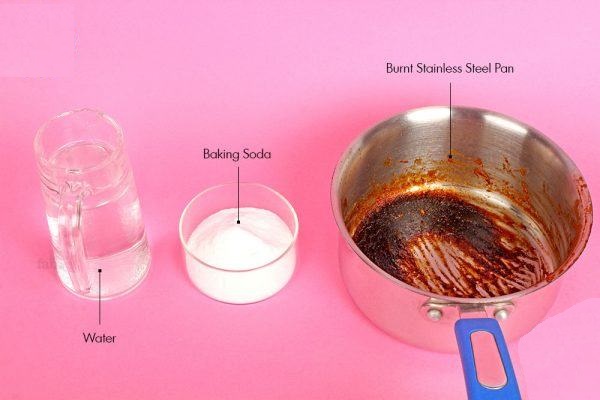 καθαρισμός ανοξείδωτων σκευών με τη χρήση μαγειρικής σόδας και νερού