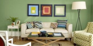 μοντέρνο σαλόνι με συνδυασμούς χρωμάτων στους τοίχους