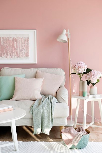 ροζ καθιστικό παστέλ χρώματα