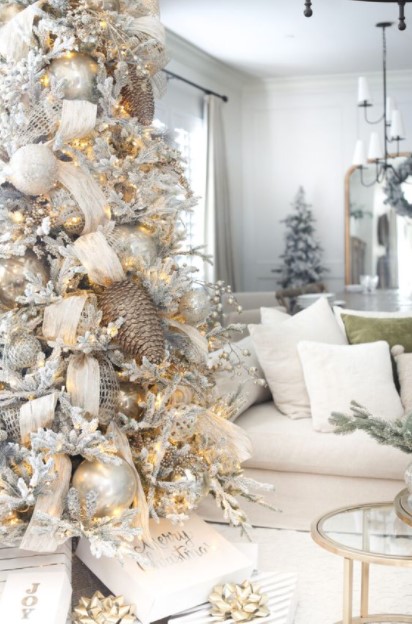 λευκό ασημί σαλόνι χριστουγεννιάτικοι χρωματικοί συνδυασμοί