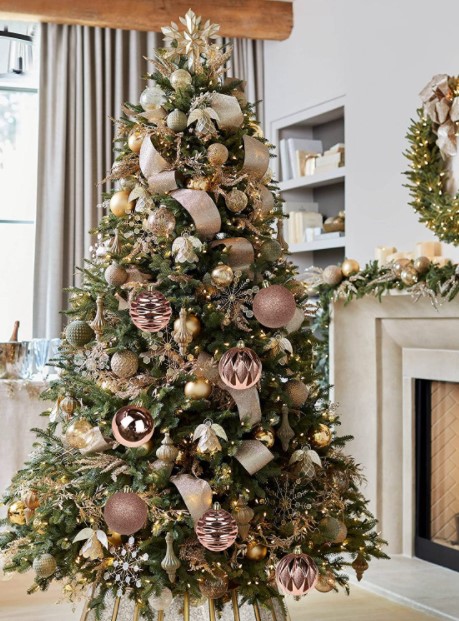 ροζ χρυσό δέντρο συνδυασμοί χρωμάτων χριστουγεννιάτικο δέντρο