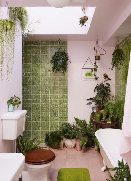 μπάνιο πολλά φυτά ανοιξιάτικες ιδέες μπάνιο