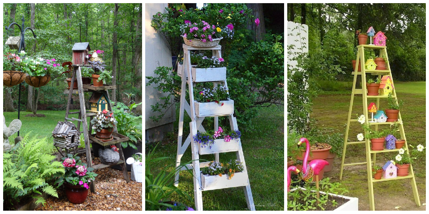 Vintage σκάλα για διακόσμηση κήπου