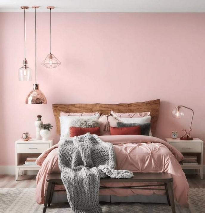 κρεβατοκάμαρα σε ροζ απαλό