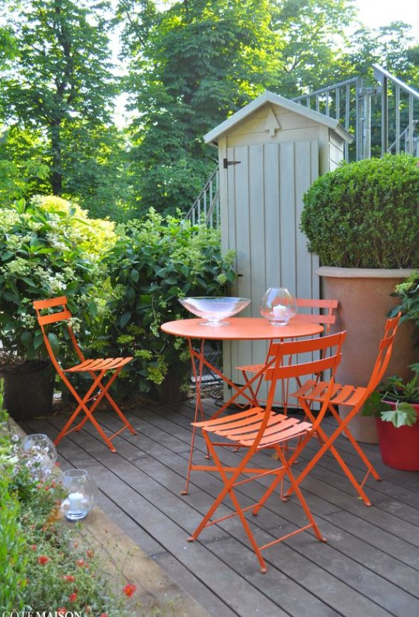 πορτοκαλί τραπέζι καρέκλες κήπος διακόσμηση εξωτερικού χώρου