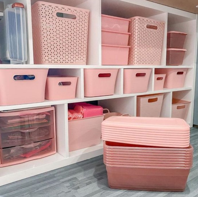 ροζ κουτιά αποθήκευσης - αποθηκευτικοί χώροι 